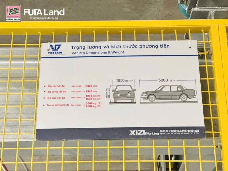 Yêu cầu kích thước đối với phương tiện sử dụng bãi đỗ thông minh