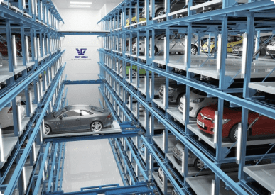 A modern smart car parking system installed by Viet Chao in a luxury apartment complex.