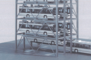 Heavy-duty automated parking for buses, which efficiently save cost and areas